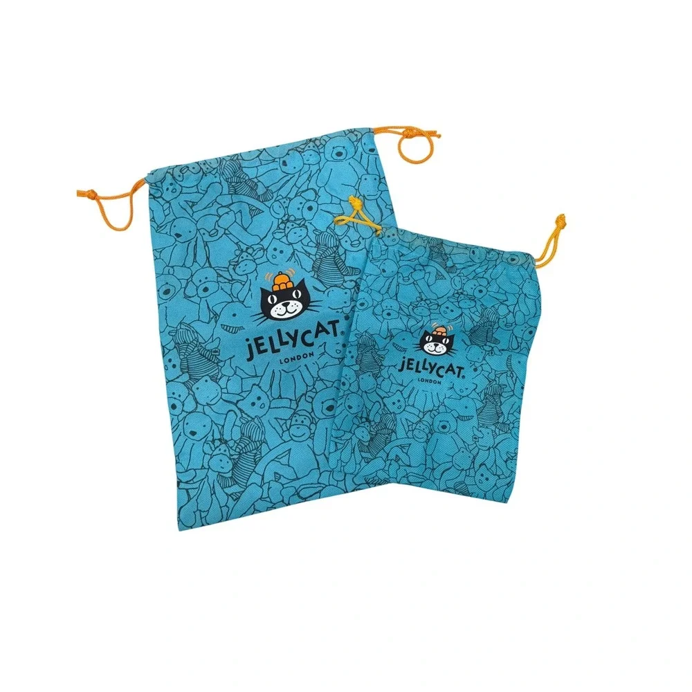 Jellycat London Blue Drawstring Gift Bag Set of 2 Small Large Plush Pattern